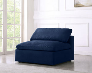 Carmen Cloud Armless Chair In Navy Linen Fabric