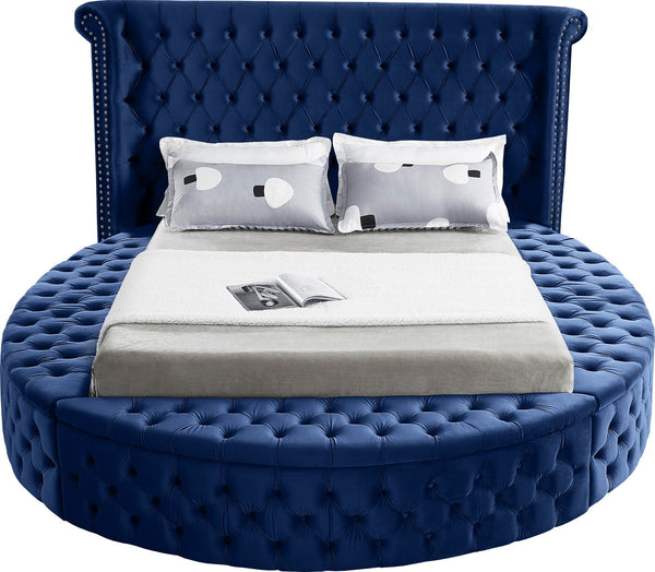 Lorena Full Bed In Navy Velvet
