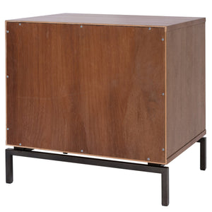Bellevue End Table 1 Drawer Graphite Metal Legs In Monterey Brown