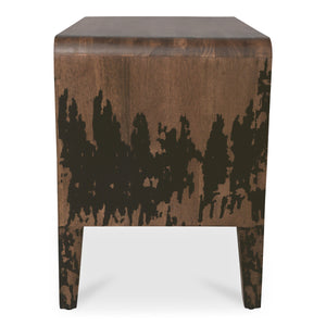 Iris Nightstand in Distressed Black Mango Wood