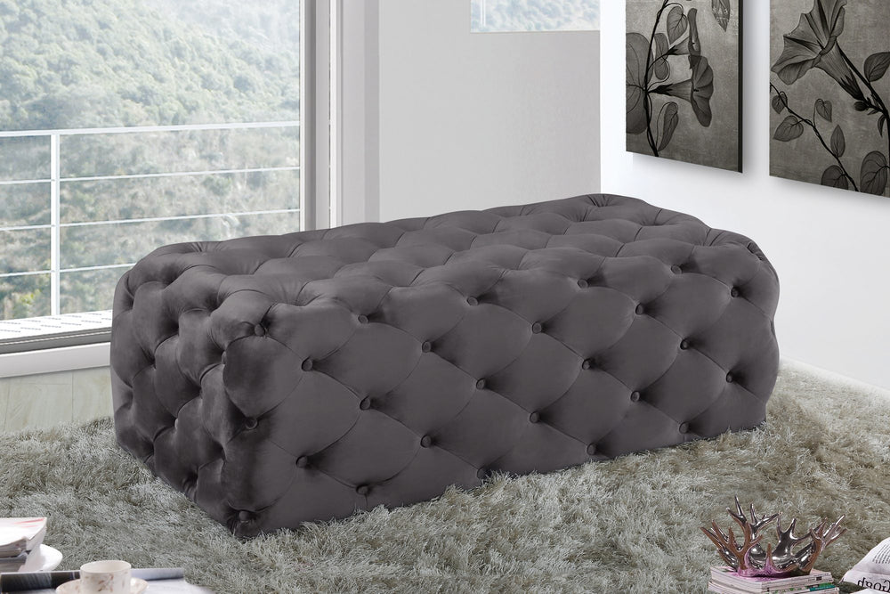 Debbie Ottoman/Bench In Grey Velvet