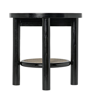 Hide Away Sungkai/Mindi Side Table with Caning Detail in Charcoal Black