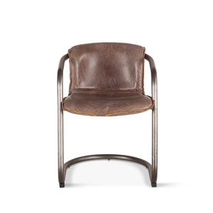Portofino Distressed Jet Brown Leather Dining Chair