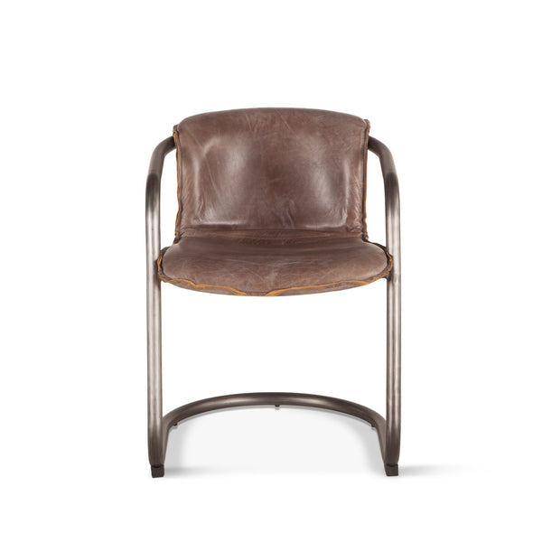 Portofino Distressed Jet Brown Leather Dining Chair