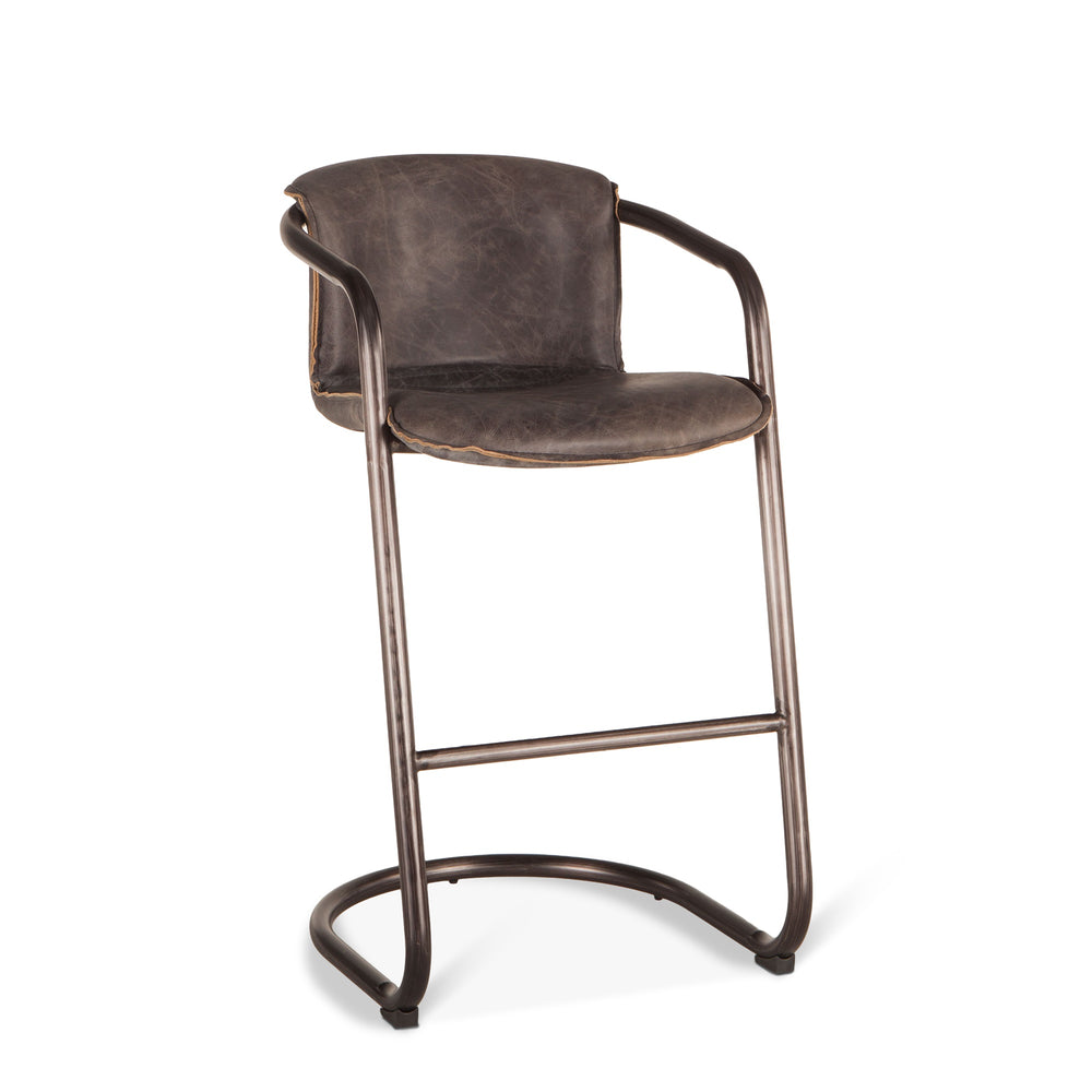 Portofino Distressed Antique Ebony Leather Bar Chair