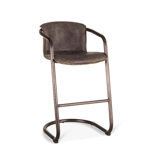Portofino Distressed Antique Ebony Leather Bar Chair