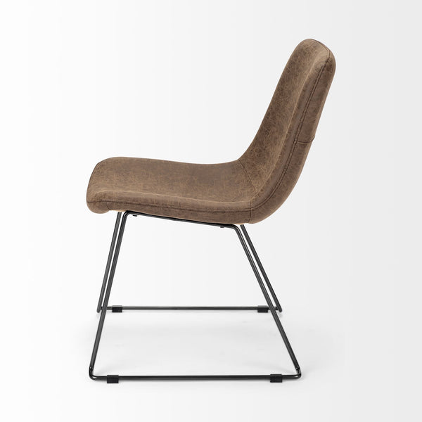 Sawyer I Brown Faux-Leather Seat BlackIron Frame Dining Chair