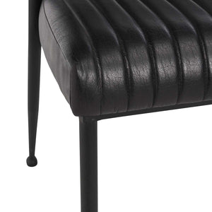 Umbria Leather Dining Chair with Iron Legs - Midnight Raven