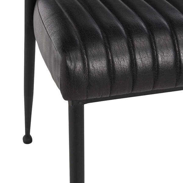Umbria Leather Dining Chair with Iron Legs - Midnight Raven