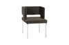 Raffia Dining Chair, Black Velvet, Stainless Steel Legs