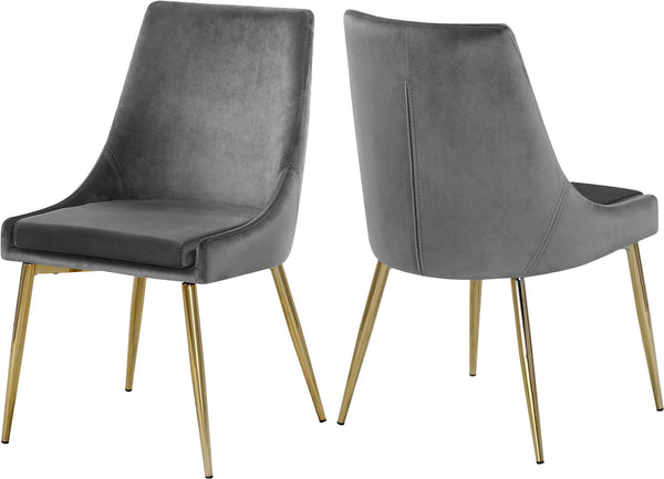 Lynette Dining Chair In Grey Velvet and Gold