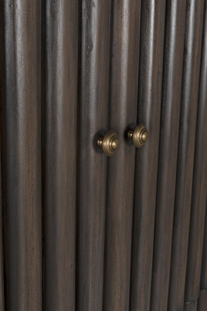 Amunet Mahogany Hutch in Pale Finish with Light Brown Trim and Brass Pulls