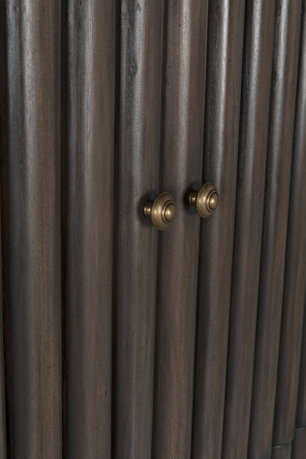 Amunet Mahogany Hutch in Pale Finish with Light Brown Trim and Brass Pulls