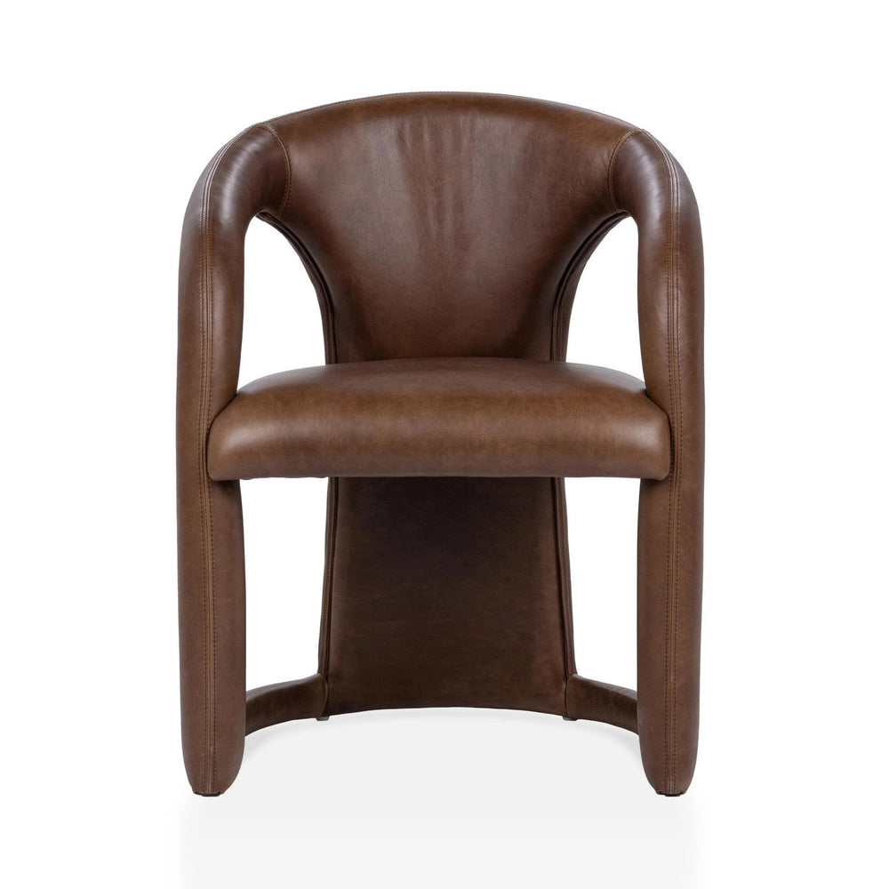 Archie Leather Dining Chair in Bison Brown