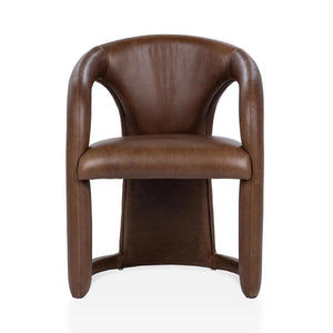 Archie Leather Dining Chair in Bison Brown