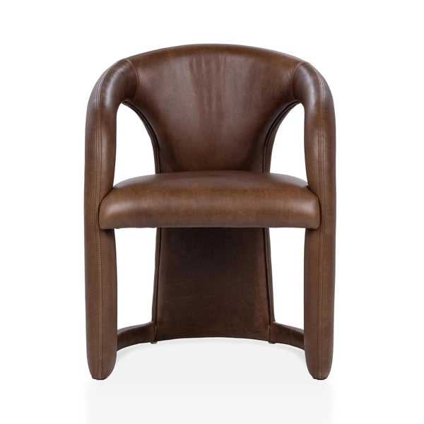 Archie Leather Dining Chair in Bison Brown