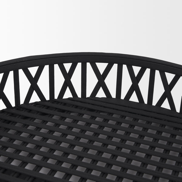 Thea Matte Black Wicker Trays (Set of 2)