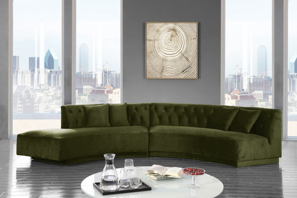 Michele 2pc. Sectional In Olive Velvet