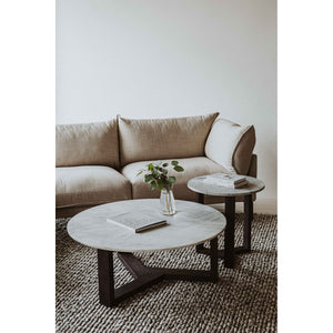 Jinxx Side Table in Charcoal Grey with Marble Top