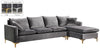 Lucy 2pc. Reversible Sectional In Grey Velvet