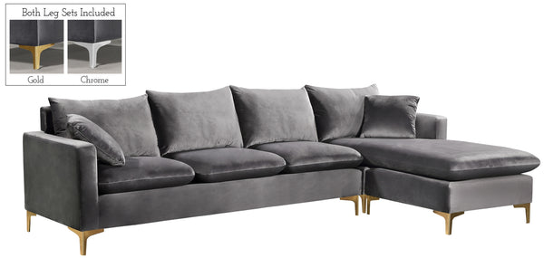 Lucy 2pc. Reversible Sectional In Grey Velvet