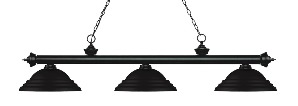 Riviera 3 Light Billiard Light in Matte Black Finish