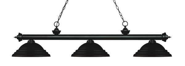 Riviera 3 Light Billiard Light in Matte Black Finish