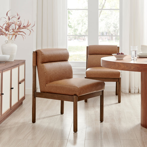 Micah Faux Leather Dining Side Chair, Vintage Cider