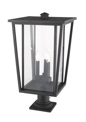 Seoul 3 Light Outdoor Pier Mounted Fixture in Black Finish