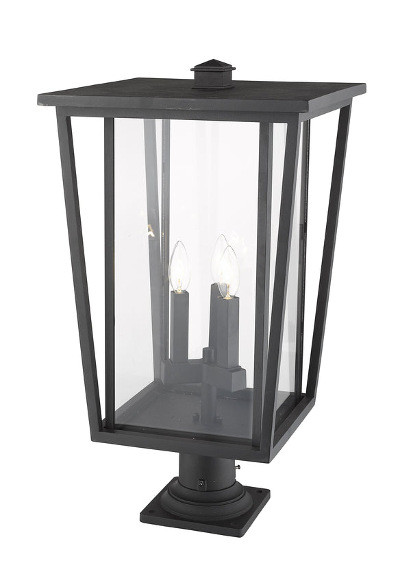 Seoul 3 Light Outdoor Pier Mounted Fixture in Black Finish