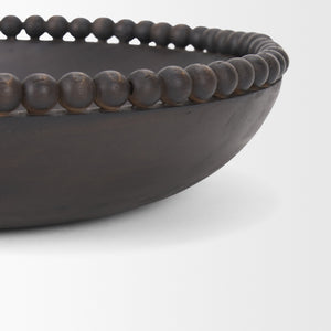 Wendell Dark Brown Wood w/ Wood Beads Round Bowls