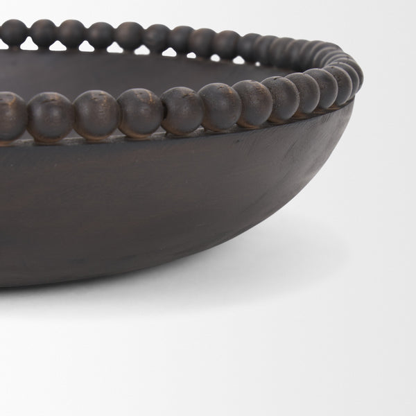 Wendell Dark Brown Wood w/ Wood Beads Round Bowls