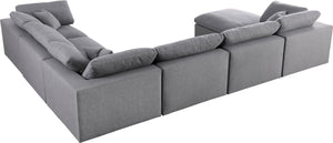 Carmen Cloud Modular Sectional In Grey Linen Fabric