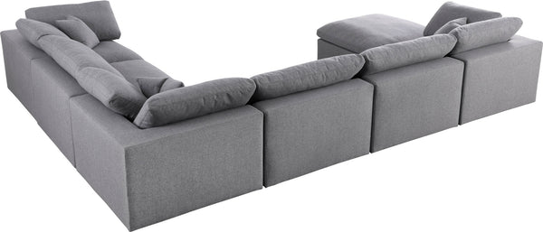 Carmen Cloud Modular Sectional In Grey Linen Fabric