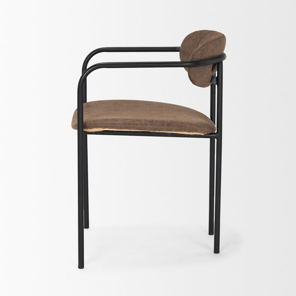 Parker Muted Brown Faux Leather w/ Black Metal Dining Chair