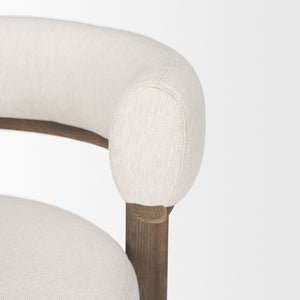 Souvik Dark Brown Wood w/ Oatmeal Fabric Accent Chair