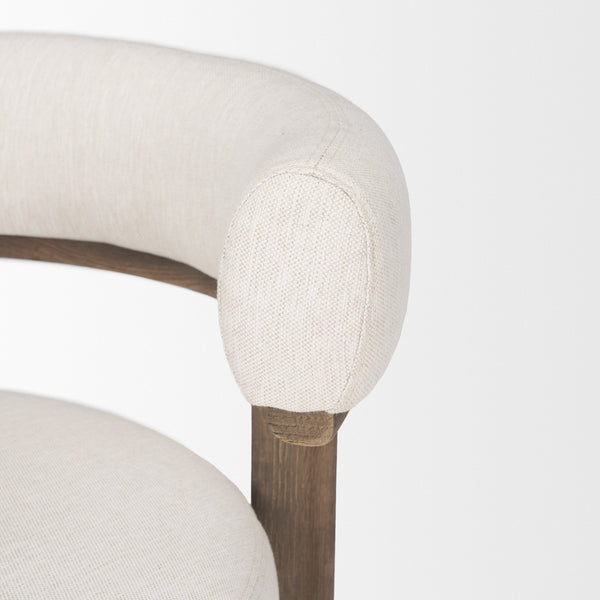 Souvik Dark Brown Wood w/ Oatmeal Fabric Accent Chair
