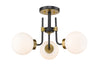 Parsons 3 Light Semi Flush Mount in Matte Black + Olde Brass Finish