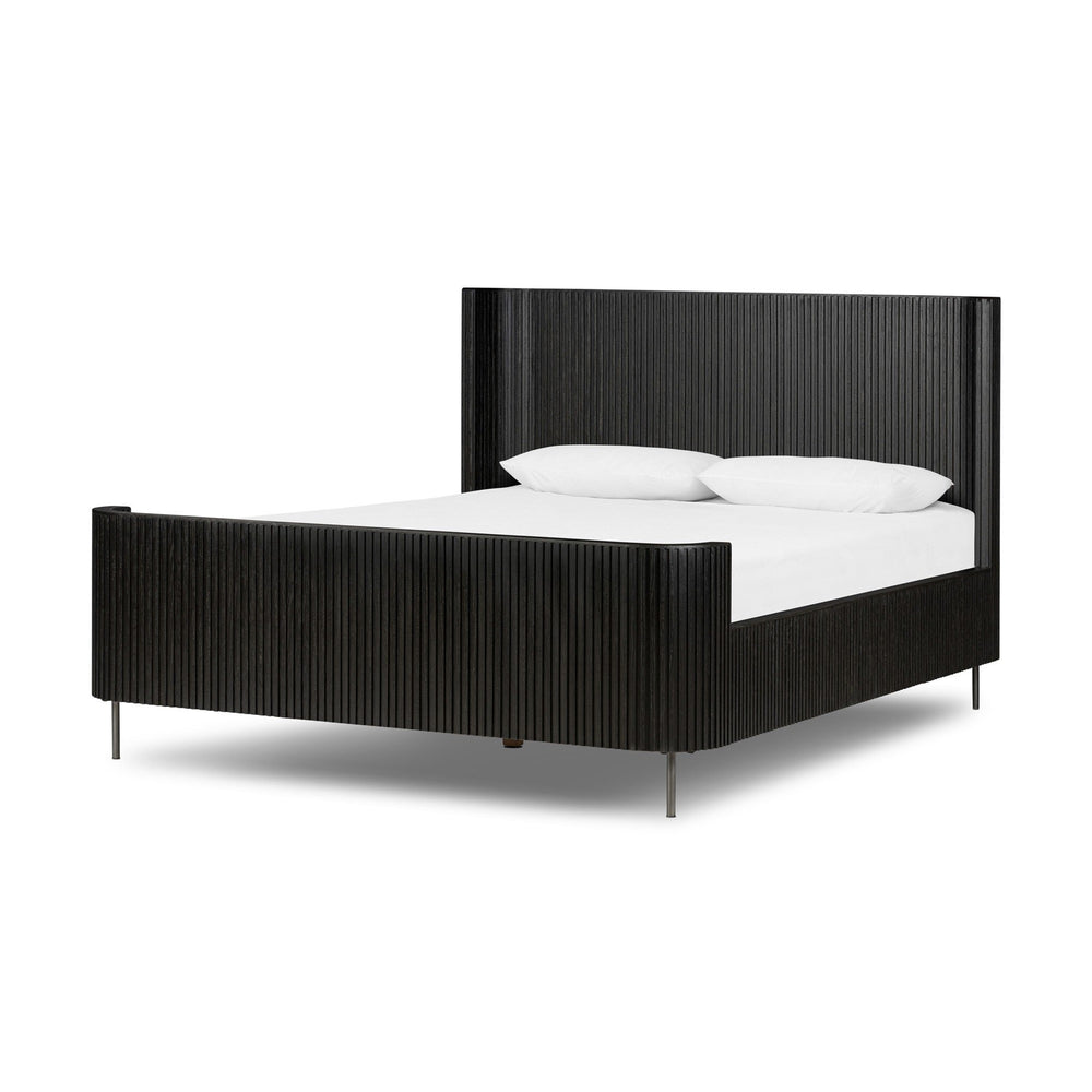 Fletcher Queen Bed - Distressed Black Oak
