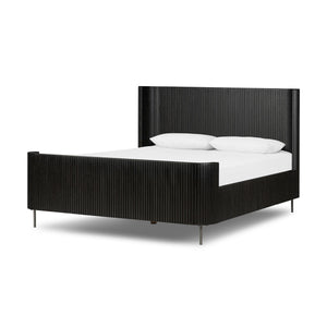 Fletcher Queen Bed - Distressed Black Oak