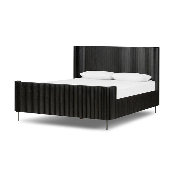 Fletcher Queen Bed - Distressed Black Oak