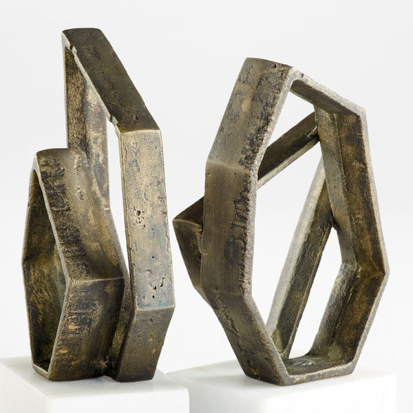 Euclid Bookends|Wht|Brnz