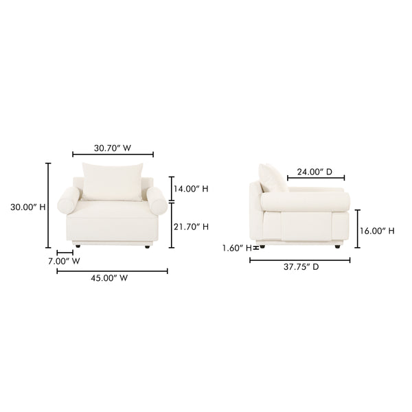Moe's Rosello Armchair in White Texture
