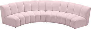 Lynda 4pc. Modular Sectional In Pink Velvet