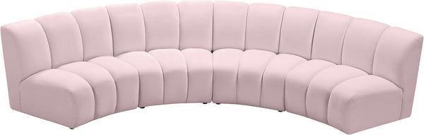 Lynda 4pc. Modular Sectional In Pink Velvet