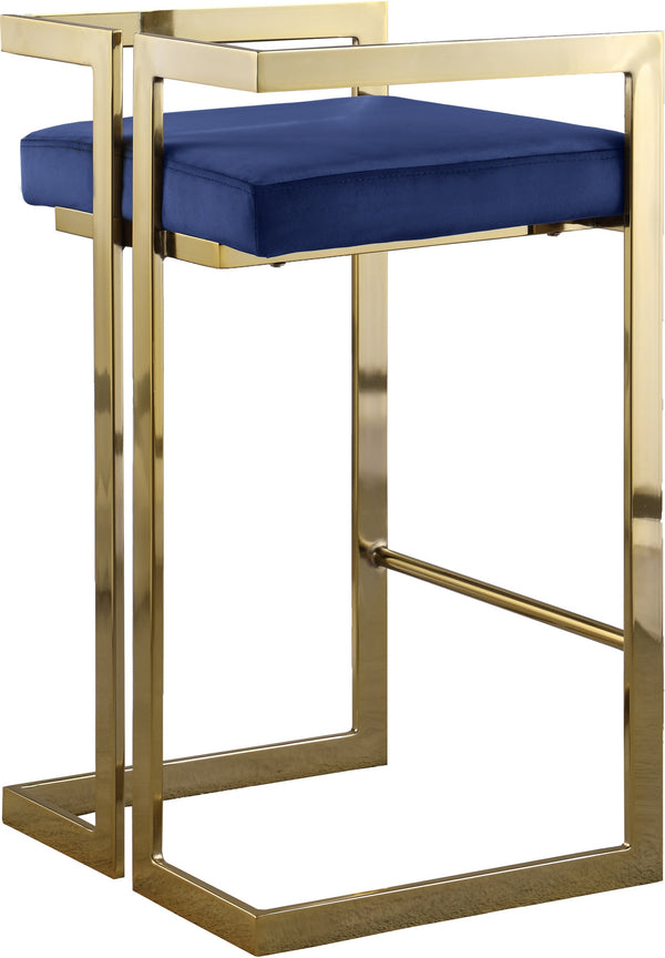 Winifred Stool In Navy Velvet and Gold