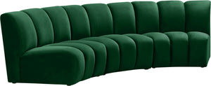 Lynda 3pc. Modular Sectional In Green Velvet