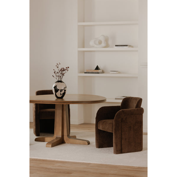 Moe's Mesto Rolling Dining Chair Dark Brown