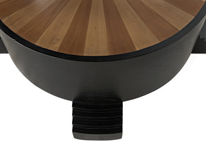 Tambour Mahogany Coffee Table with Veneer Top in Hand-Rubbed Black