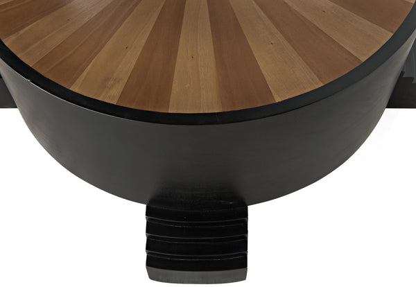 Tambour Mahogany Coffee Table with Veneer Top in Hand-Rubbed Black